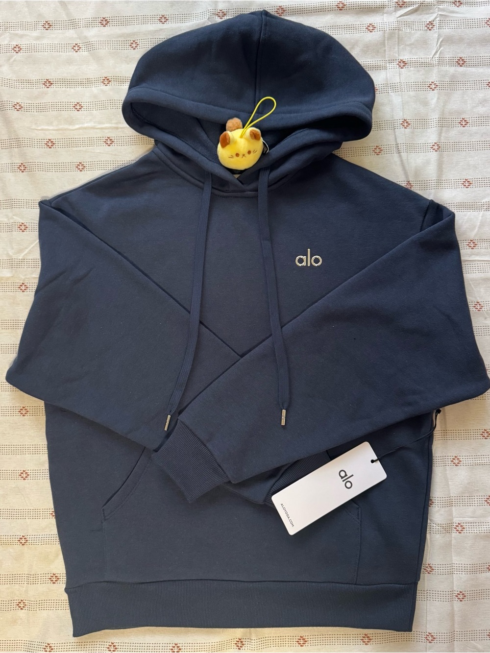 ALO Yoga Women's Navy Blue Hoodie with Subtle Logo